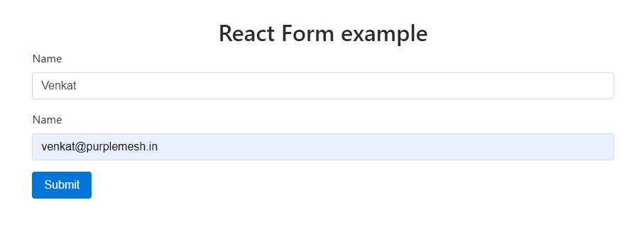 React Form example with Controlled Components